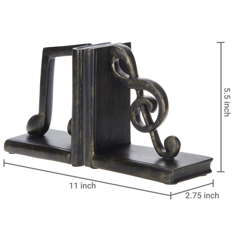 2-Piece Musical Note Decorative Resin Bookends
