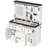 Vanity Desk with Sliding Mirror,Makeup Table Chair Set with 3 LED Light Modes, 3 Drawers, 2 Barns