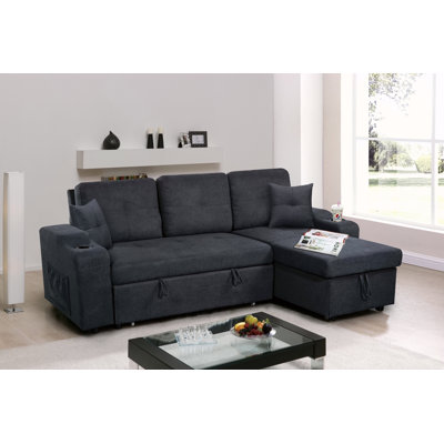 Right-Facing Sectional Sofa With Footrest, Convertible Corner Sofa With Armrest Storage, Living Room And Apartment Sectional Sofa, Right Chaise Longue And  Dark  Grey