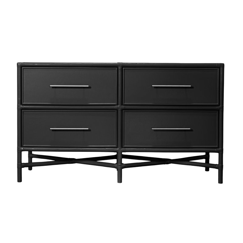 Venice 4 Drawers 54" W Double Dresser, Black
