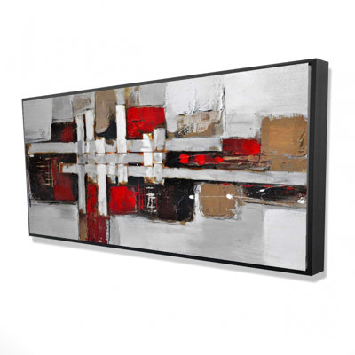Abstract Shapes With Red Accents Print On Canvas