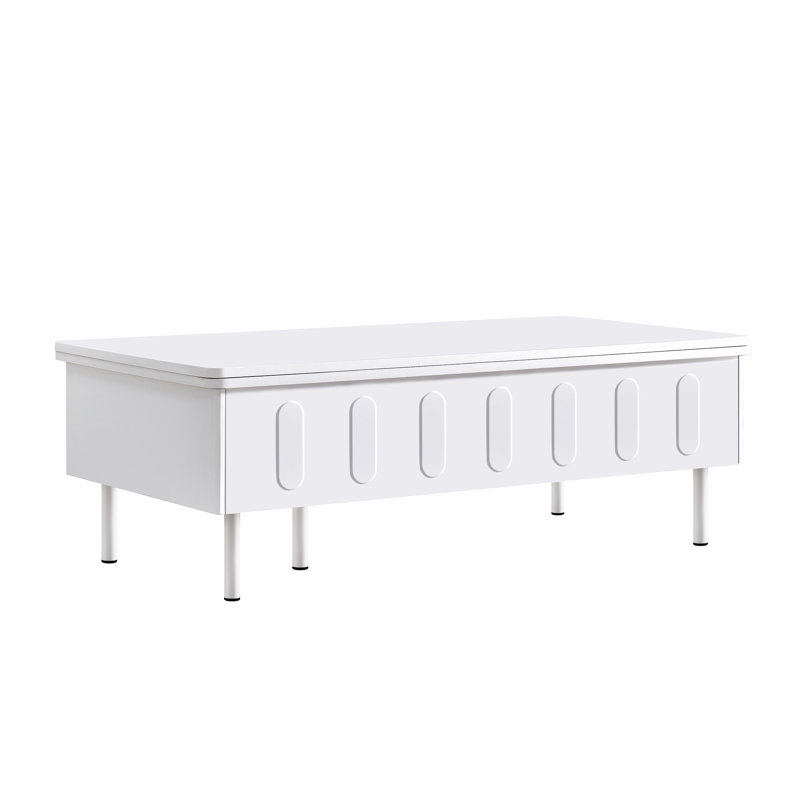 Table basse avec 2 tiroirs, table centrale avec compartiment de rangement caché pour le salon, Blanc