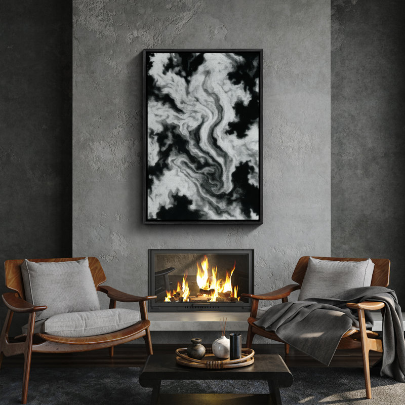 Art mural encadré abstrait rétro antique classique pour chambre à coucher, Noir, H 24 po x l 16 po