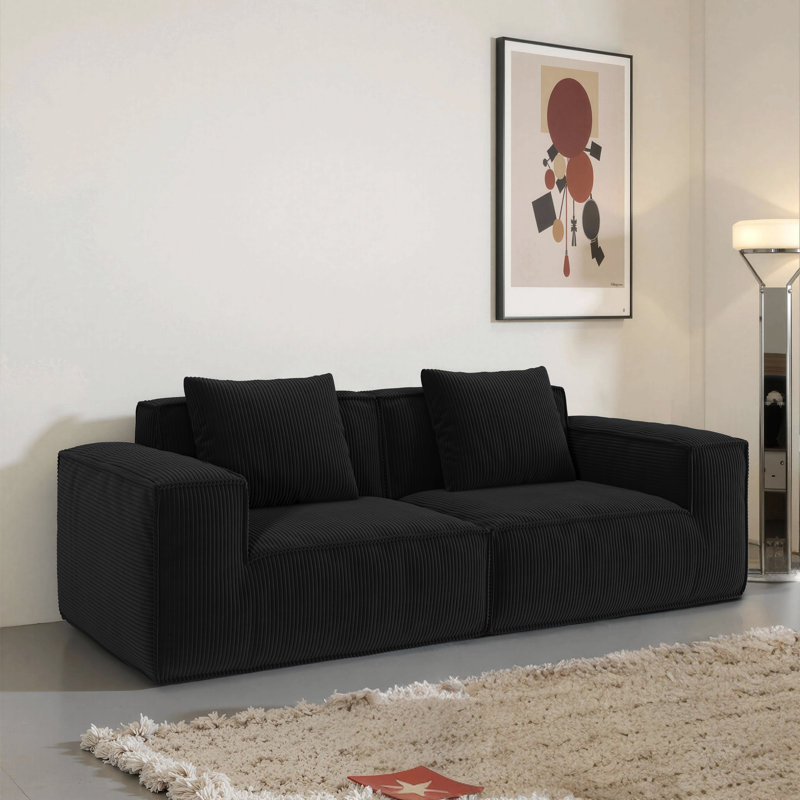 Canapé modulaire modulaire à conversion libre, 2, H 28,3 po x l 86,6 po x P 39,4 po, Noir