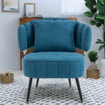 Chaises d'appoint à ressorts ensachés, chaise moderne en acier chenille pour petite maison