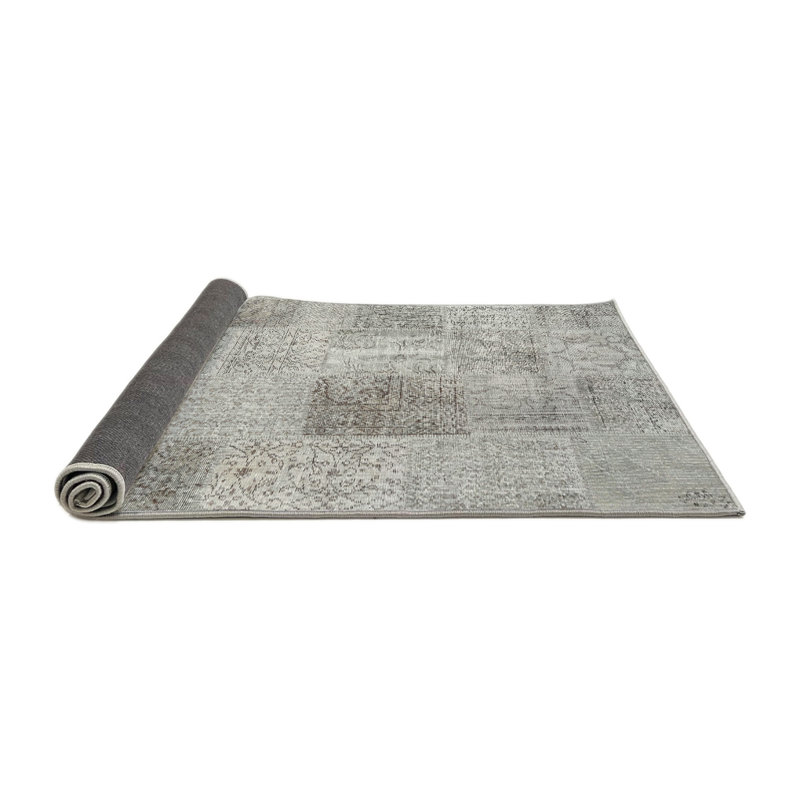 Tapis contemporain gris / beige, Rond 7 pi