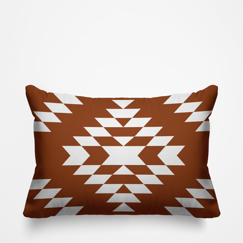 Coussin intérieur / extérieur Chantico Southwestern, 14 po x 20 po, Orange brûlé, Rectangulaire