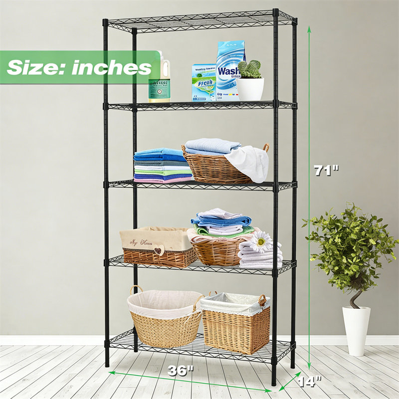 5 Tier Metal Wire Adjustable Shelving Units