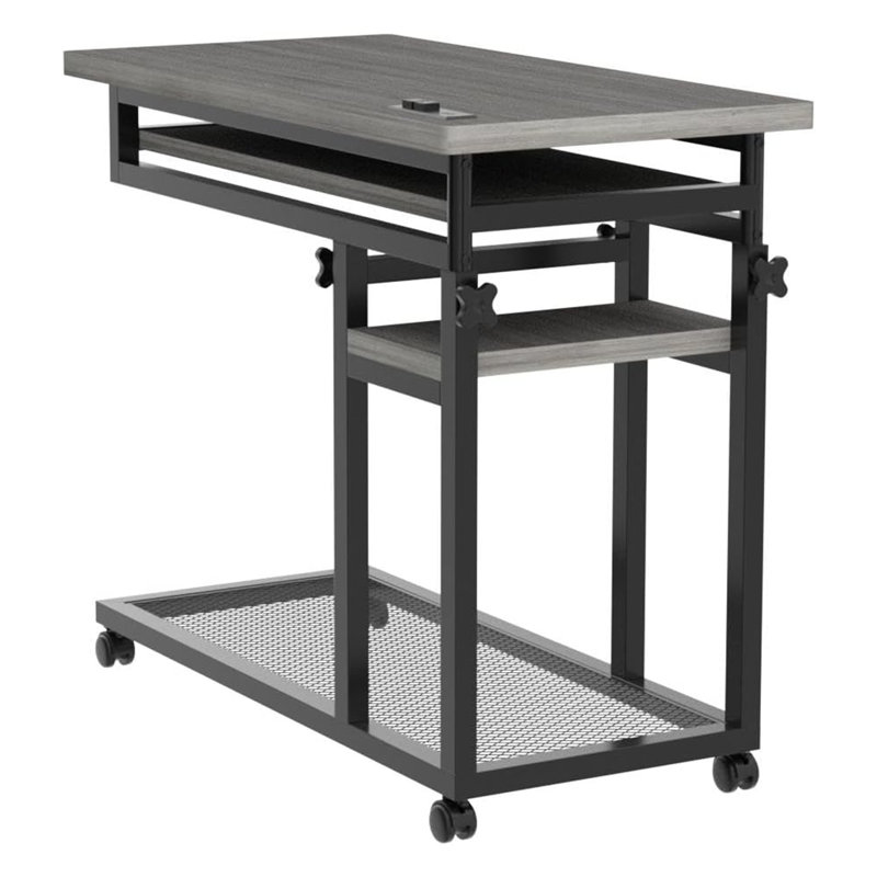 28" Industrial Side Table with Metal Frame