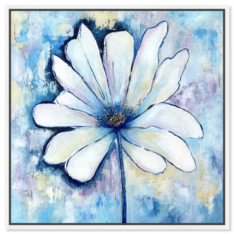 "Blue Miracle Canvas" par Art Remedy, Cadre blanc, H 41 po x l 41 po