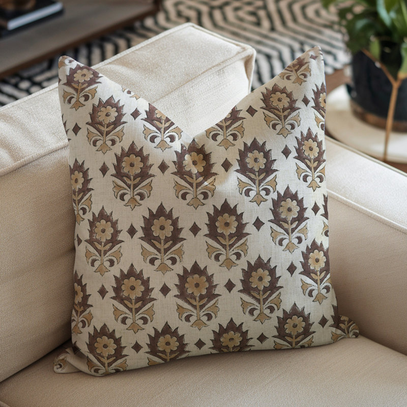 Housse de coussin en lin visqueux Fab divine, décor de maison de campagne Boho doux (Kusum), H 16 po x l 16 po, Carré