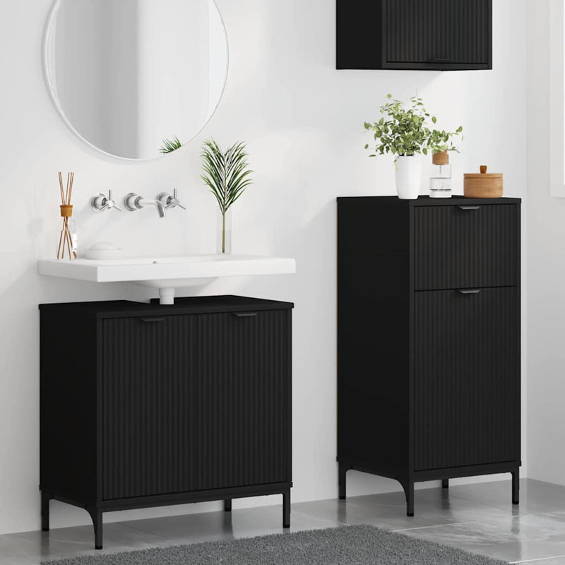 Bathroom Storage Furniture Set, Black