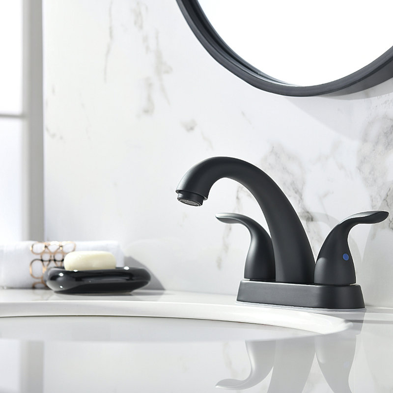 Centerset 2-handle Bathroom Faucet with Drain Assembly, Matte Black