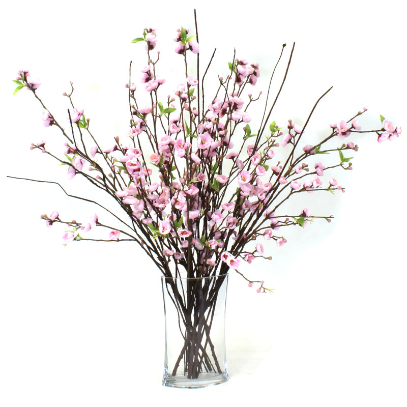 Arrangement floral à fleurs de cerises en vase, Rose clair