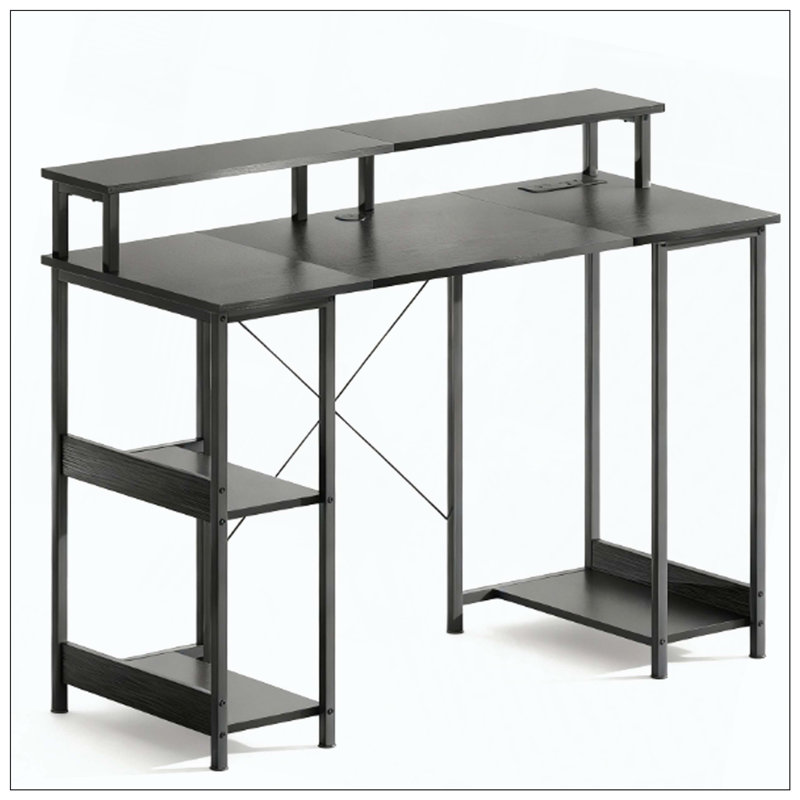 Prises électriques réversibles pour table d'ordinateur avec éclairage à DEL, Gris / Noir
