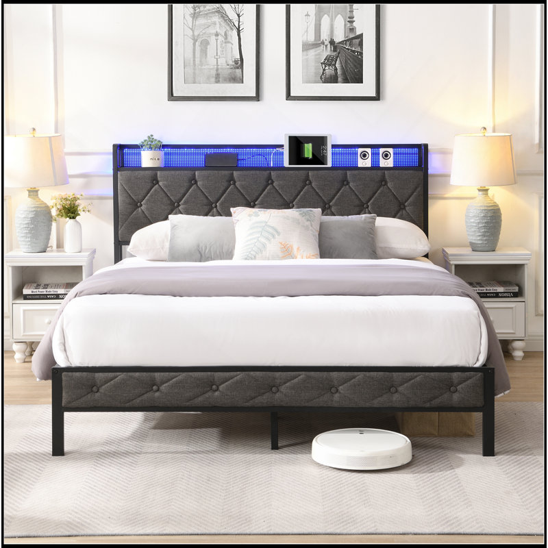 Versatile Upholstered Platform Bed With Advanced Features For Optimal Comfort