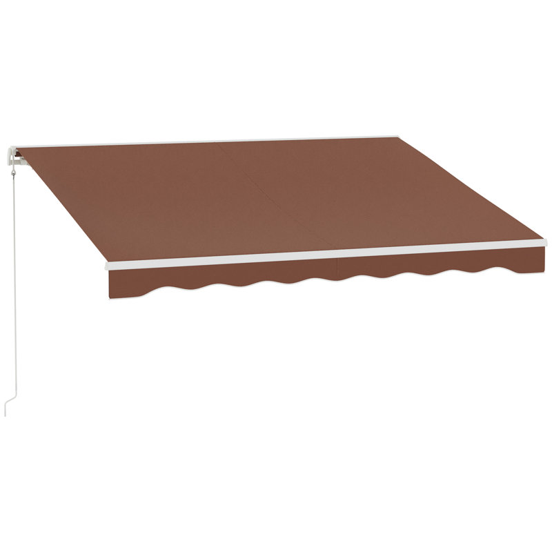 Auvent électrique, auvent rétractable avec télécommande et manivelle manuelle, H 59,1 po x l 118,1 po x P 94,5 po, Café
