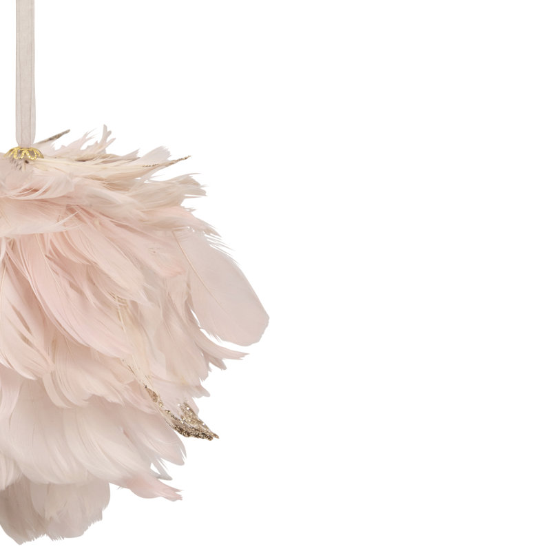 Ornement en forme de boule de plumes 8 po rose et or scintillant