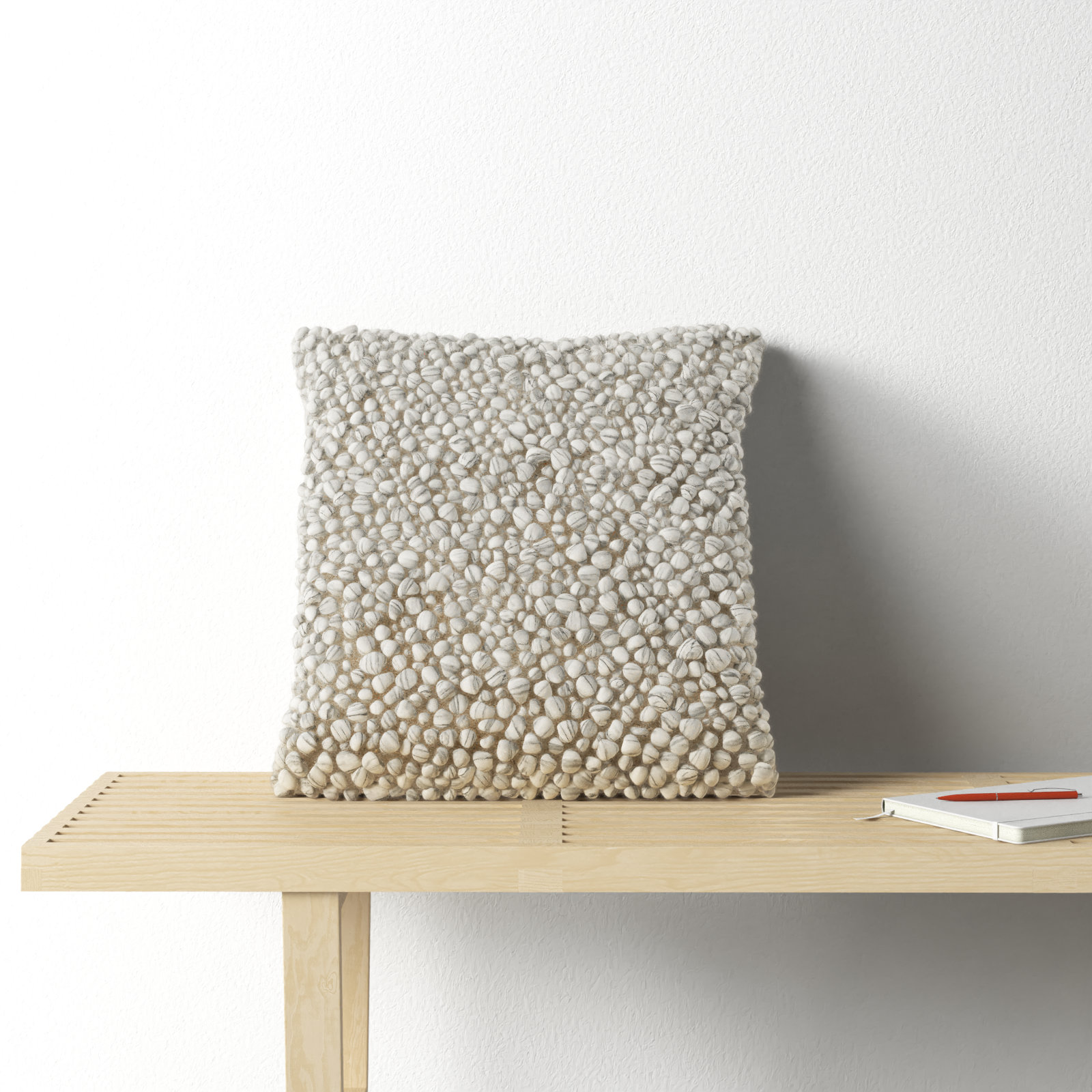 Upson 22" x 22" Wool Pillow Cover, Light Gray, Polyester