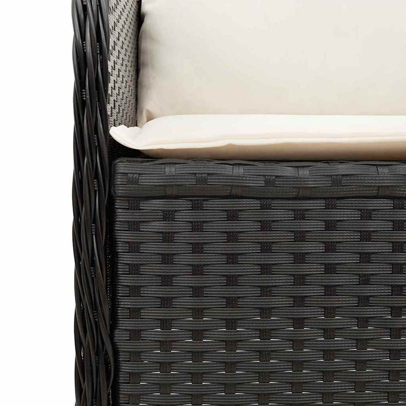 Poly Rattan Outdoor Bench, Cream, Black