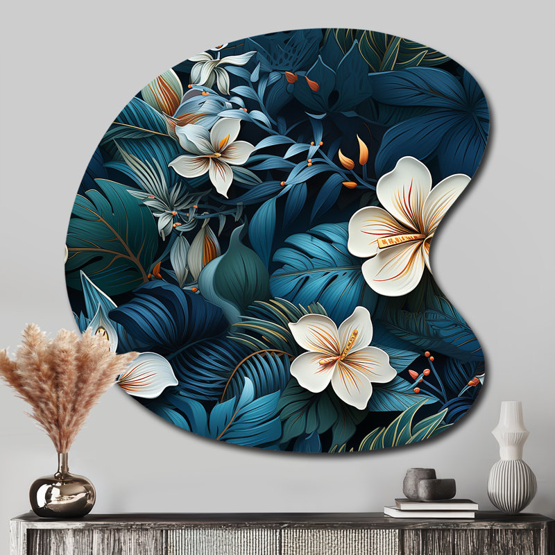 Ohiowa - art mural floral irrégulier - forme de goutte, H 33 po x l 33 po