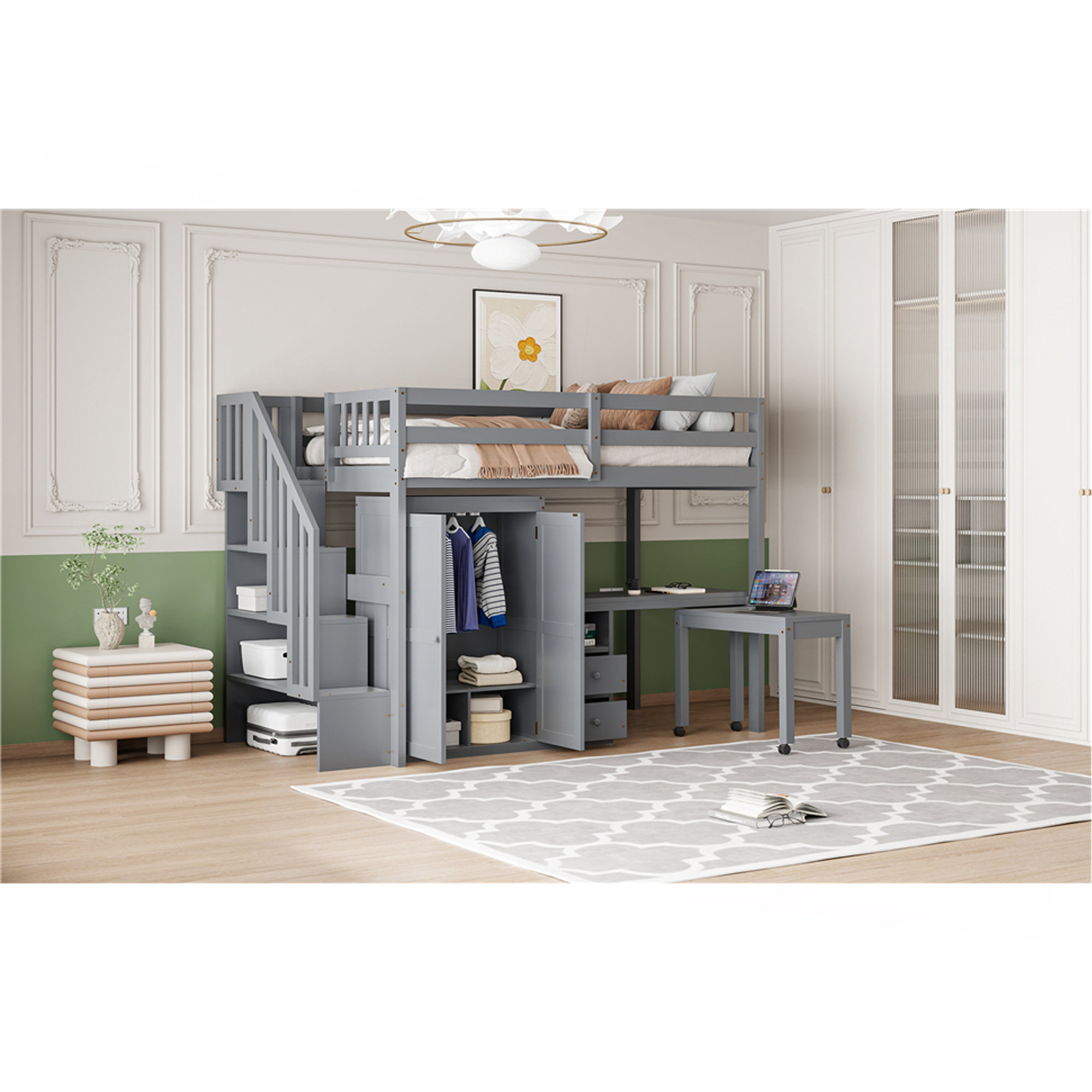 Latitude Run® Twin Size Loft Bed With Stairs - Wayfair Canada