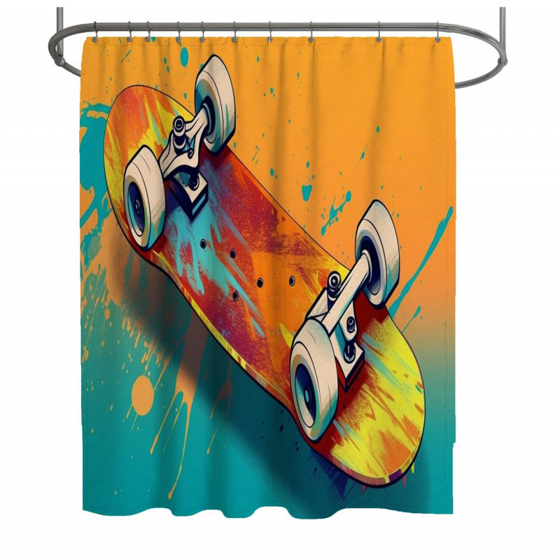 Skateboard Shower Curtain, 83"H x 70"W