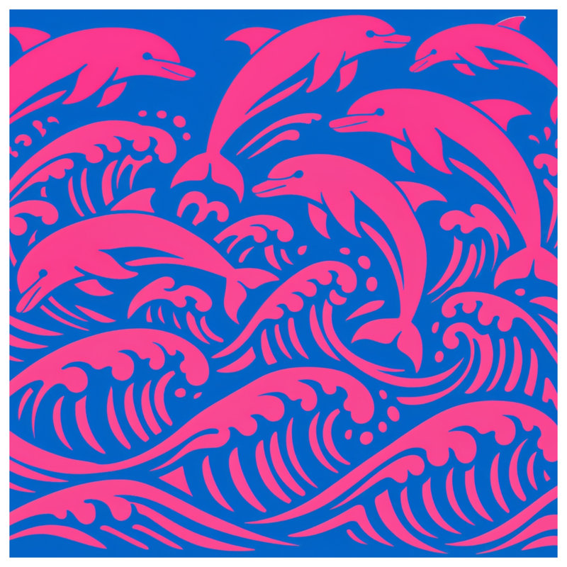 Coussins Dolphins Waves, 18 x 18 inches