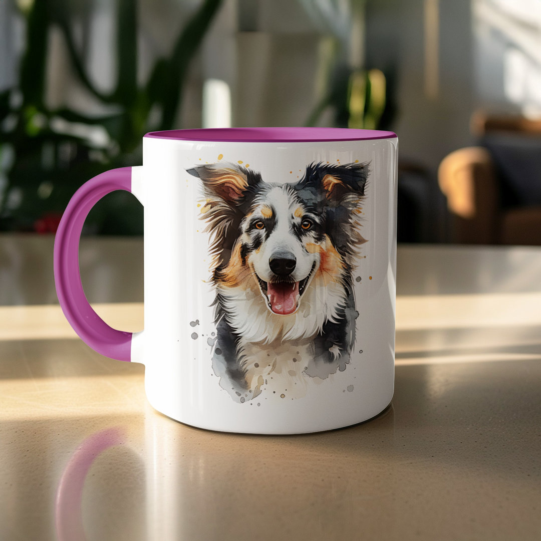 Watercolor Border Collie Design 11oz Coffee Mug