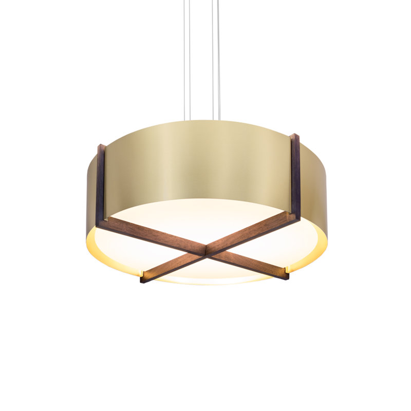 Plura 1 - Light LED Pendant, 10.4" H x 36" W x 36" D, 2700K, Walnut/Brushed Brass