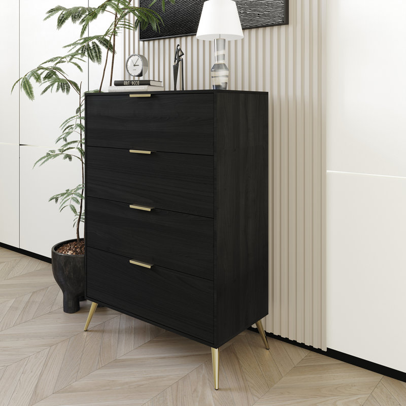Commode l 4 tiroirs Rafiat, Noir