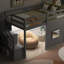 Lit mezzanine simple avec escalier de rangement et fenêtre avec lumière DEL-696226720