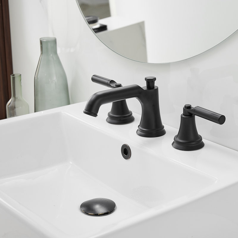 Robinet pour salle de bain à 3 trous à poignées doubles, Or brossé