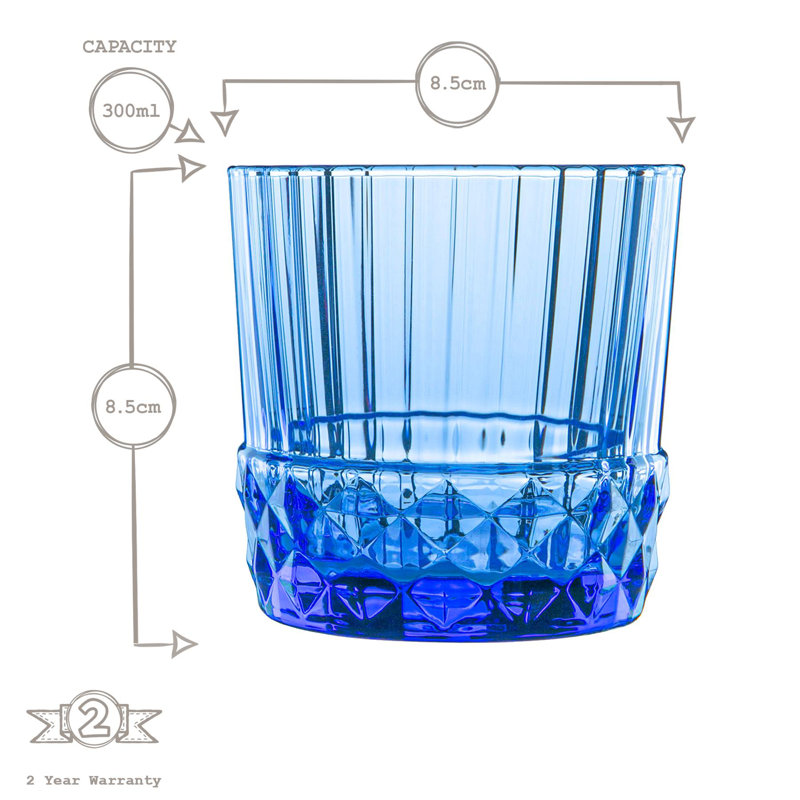 America '20s Whisky Glasses, Blue, 12, 300mL