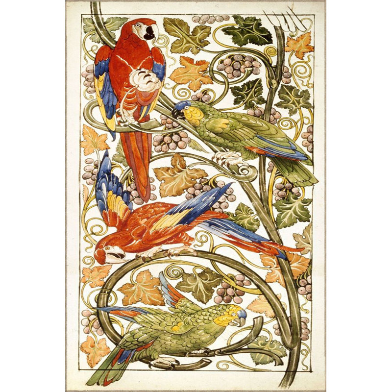 Floral Bird Pattern Decorative Woven Base Machine Washable Area Rug, Rectangle 2'6'' x 4'11''