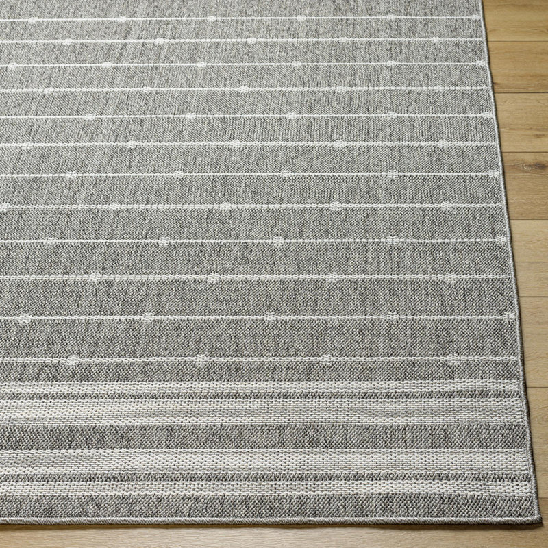 Tapis extérieur gris / blanc Sora, Carré 7 pi 10 po