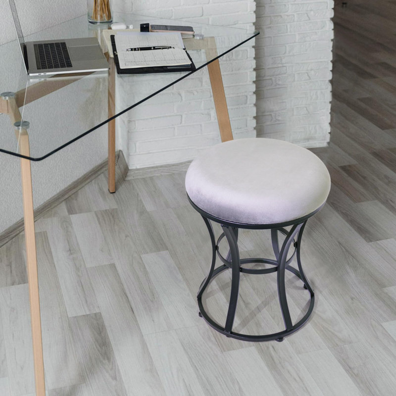 Tabouret de coiffeuse, tabourets gris pour la salle de maquillage, tabouret de repose-pieds rond et repose-pieds en velours
