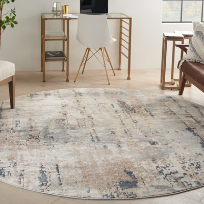 Addie Abstract Machine Made Power Loom Polyester/Polypropylene Area Rug in Beige/Grey