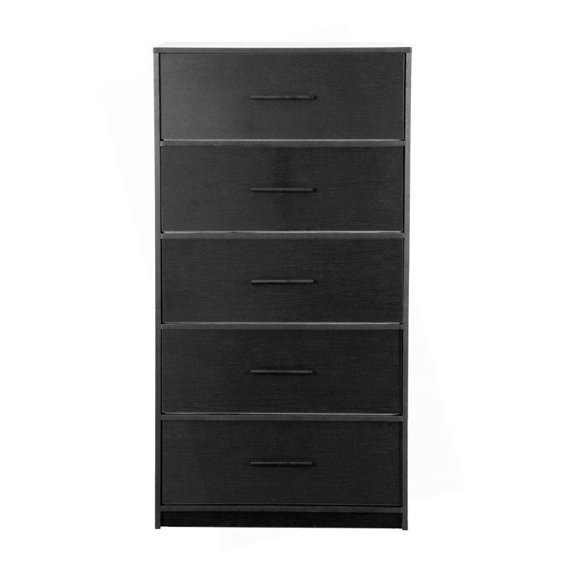 Commode 5 tiroirs avec grands tiroirs en tissu, Noir, Noir