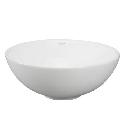 Elanti 15.5'' White Porcelain Circular Bathroom Sink