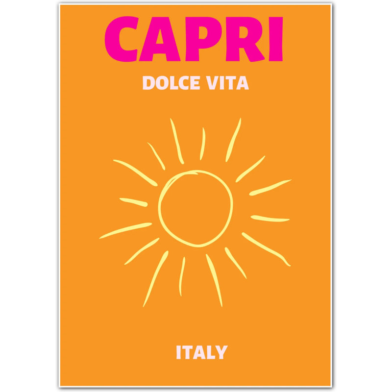 Capri Dolce Vita Sunshine Mediterranean Art Print, 42 cm H x 30 cm W