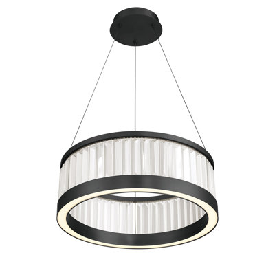 Empra, Pendant, 24", Matte Black, Clear Crystal