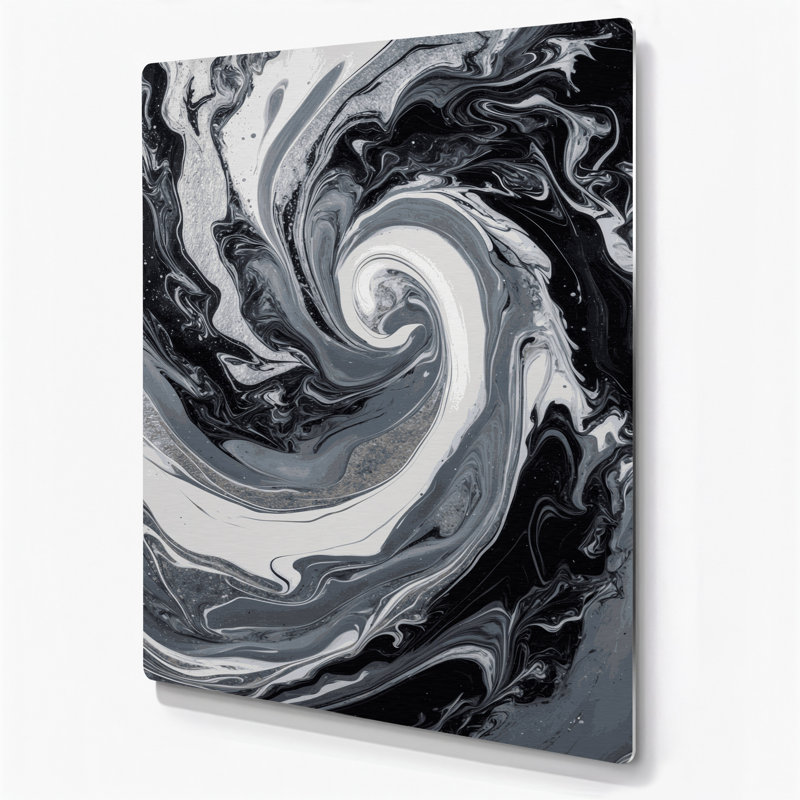 Art abstrait abstrait en métal gris 82, H 16 po x l 20 po