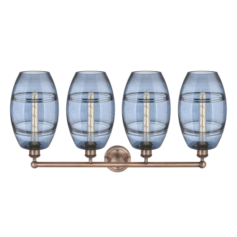 Dundrod 4 - Light Dimmable Vanity Light, Antique Copper, Princess Blue