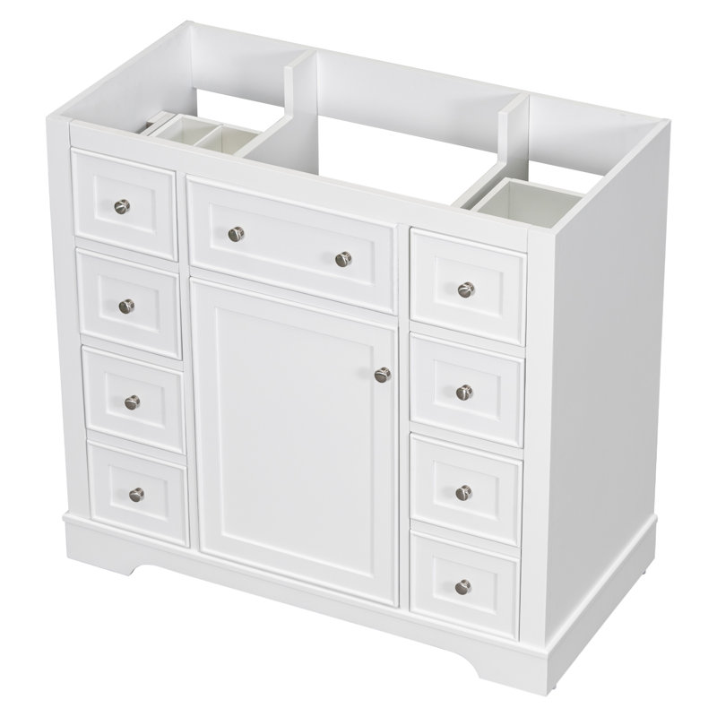 Base de meuble-lavabo simple 35,6 po Nahili en blanc seulement