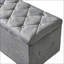 Ensemble de rangement pour repose-pieds rectangulaire en velours 3 pièces gris clair | Structure en bois | Bordure noire