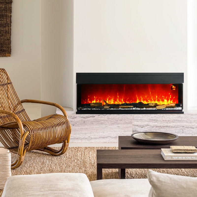 Symple Stuff Black Electric Fireplace with 5652 BTU, 50cm H x 127cm W x 26cm D