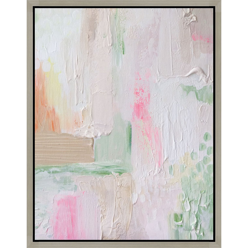 «Pastel Abstract Textured Canvas», art mural encadré, 14" H x 11" W, Silver