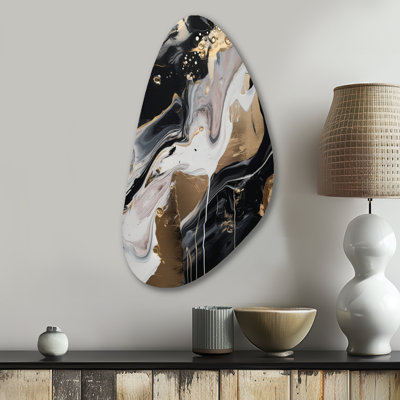 Gerin - Abstract Marble Fall Shape Metal Wall Sculpture