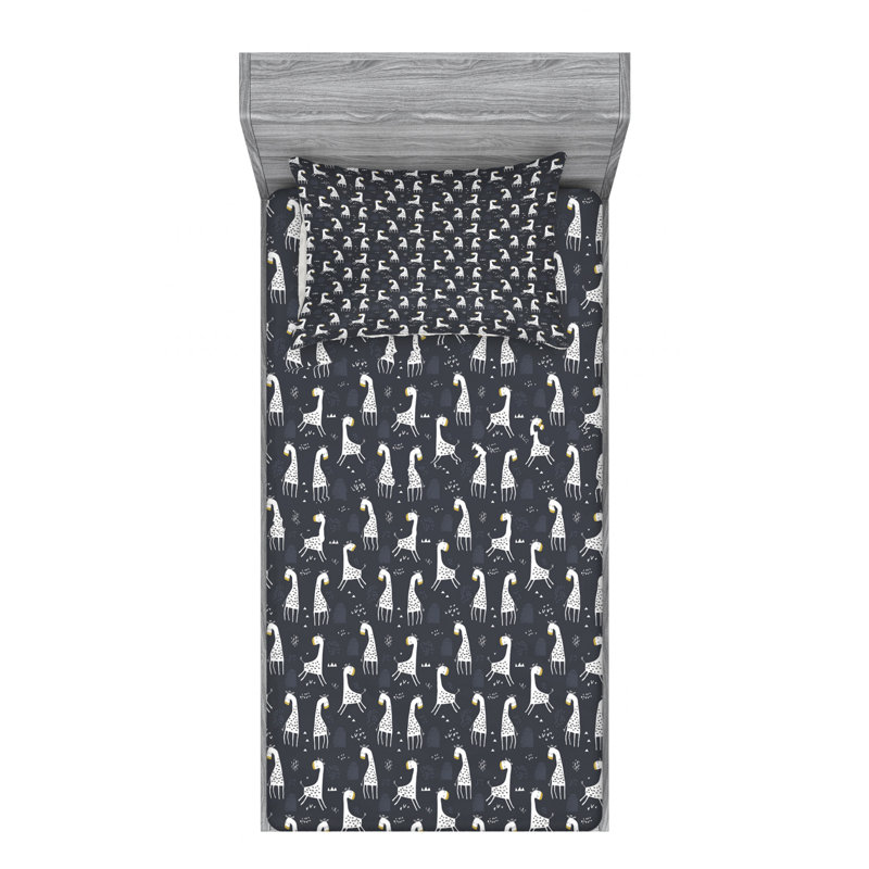 Scandinavian Microfiber Patterned Fitted Sheet, Twin Fitted Sheet with 1 Pillowcase